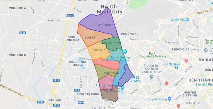 Bản đồ khu vực Quận Tân Phú